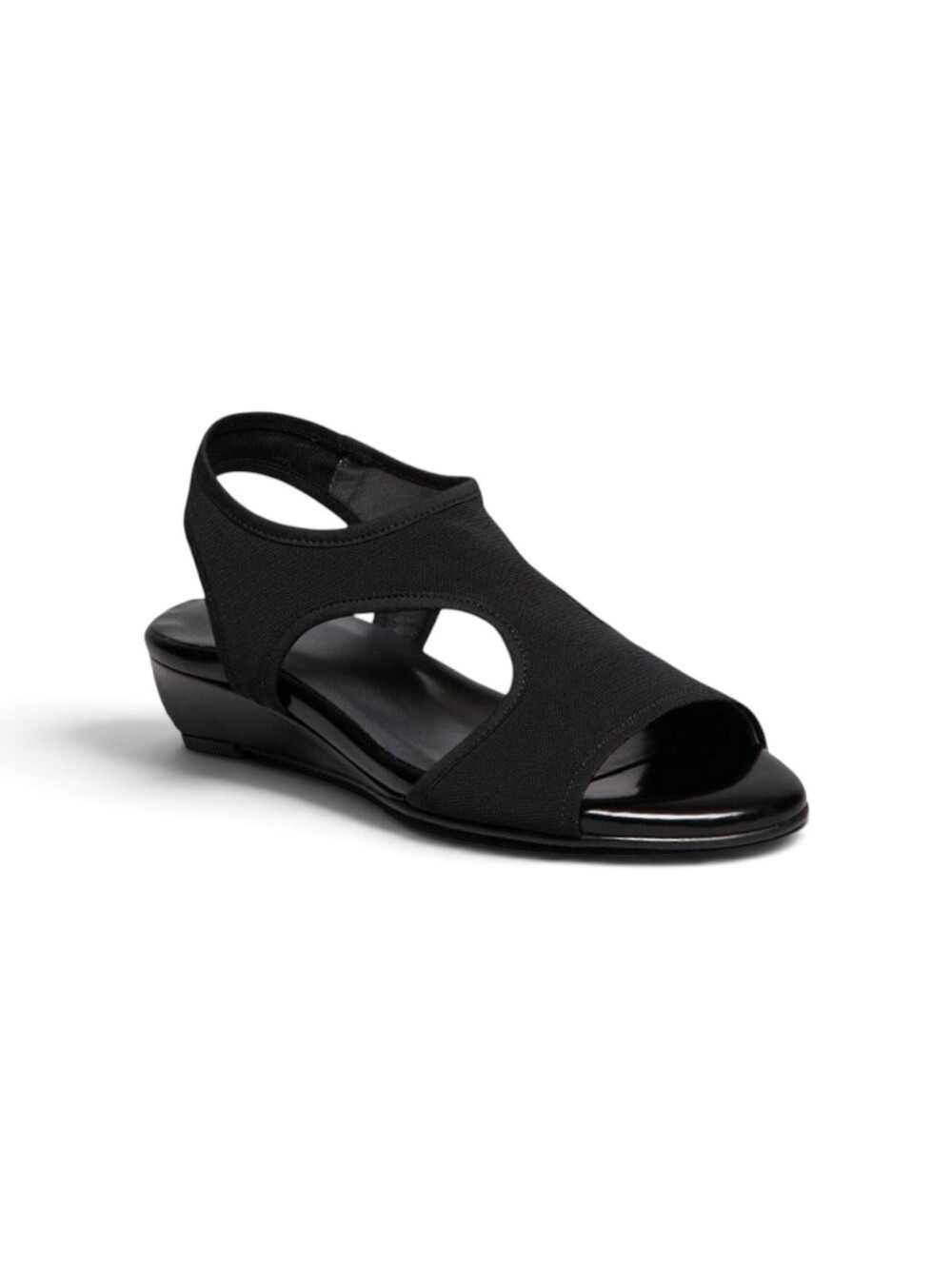 Stuart Weitzman Giver Stretch Demi-Wedge Sandals – Black, Women's 8
